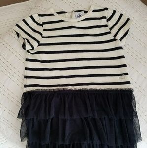 Petit Bateau Navy blue and white striped dress